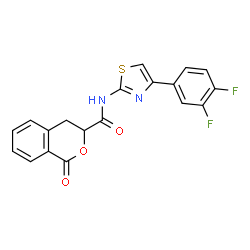 ChemSpider 2D Image | N-[4-(3,4-Difluorophenyl)-1,3-thiazol-2-yl]-1-oxo-3,4-dihydro-1H-isochromene-3-carboxamide | C19H12F2N2O3S