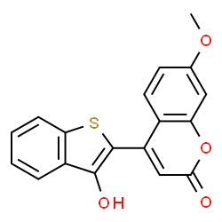 ChemSpider 2D Image | 4-(3-Hydroxy-1-benzothiophen-2-yl)-7-methoxy-2H-chromen-2-one | C18H12O4S