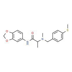 ChemSpider 2D Image | N-1,3-Benzodioxol-5-yl-N~2~-methyl-N~2~-[4-(methylsulfanyl)benzyl]alaninamide | C19H22N2O3S