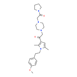 ChemSpider 2D Image | 1-{1-[2-(4-Methoxyphenyl)ethyl]-2,5-dimethyl-1H-pyrrol-3-yl}-2-{4-[2-oxo-2-(1-pyrrolidinyl)ethyl]-1-piperazinyl}ethanone | C27H38N4O3
