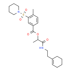 ChemSpider 2D Image | 1-{[2-(1-Cyclohexen-1-yl)ethyl]amino}-1-oxo-2-propanyl 4-methyl-3-(1-piperidinylsulfonyl)benzoate | C24H34N2O5S