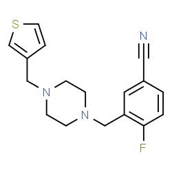 ChemSpider 2D Image | 4-Fluoro-3-{[4-(3-thienylmethyl)-1-piperazinyl]methyl}benzonitrile | C17H18FN3S