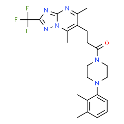 ChemSpider 2D Image | 1-[4-(2,3-Dimethylphenyl)-1-piperazinyl]-3-[5,7-dimethyl-2-(trifluoromethyl)[1,2,4]triazolo[1,5-a]pyrimidin-6-yl]-1-propanone | C23H27F3N6O