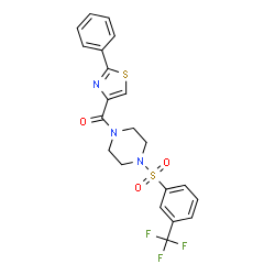 ChemSpider 2D Image | (2-Phenyl-1,3-thiazol-4-yl)(4-{[3-(trifluoromethyl)phenyl]sulfonyl}-1-piperazinyl)methanone | C21H18F3N3O3S2