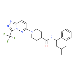 ChemSpider 2D Image | N-(3-Methyl-1-phenylbutyl)-1-[3-(trifluoromethyl)[1,2,4]triazolo[4,3-b]pyridazin-6-yl]-4-piperidinecarboxamide | C23H27F3N6O