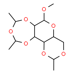 ChemSpider 2D Image | 6-Methoxy-2,8,10-trimethylhexahydro[1,3]dioxino[4',5':5,6]pyrano[3,4-f][1,3,5]trioxepine | C13H22O7