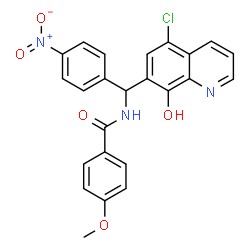 ChemSpider 2D Image | N-[(5-Chloro-8-hydroxy-7-quinolinyl)(4-nitrophenyl)methyl]-4-methoxybenzamide | C24H18ClN3O5