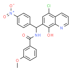 ChemSpider 2D Image | N-[(5-Chloro-8-hydroxy-7-quinolinyl)(4-nitrophenyl)methyl]-3-methoxybenzamide | C24H18ClN3O5