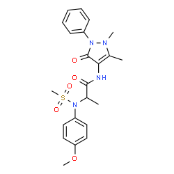 ChemSpider 2D Image | N-(1,5-Dimethyl-3-oxo-2-phenyl-2,3-dihydro-1H-pyrazol-4-yl)-N~2~-(4-methoxyphenyl)-N~2~-(methylsulfonyl)alaninamide | C22H26N4O5S