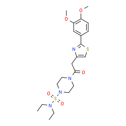 ChemSpider 2D Image | 4-{[2-(3,4-Dimethoxyphenyl)-1,3-thiazol-4-yl]acetyl}-N,N-diethyl-1-piperazinesulfonamide | C21H30N4O5S2