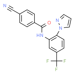 ChemSpider 2D Image | 4-Cyano-N-[2-(1H-pyrazol-1-yl)-5-(trifluoromethyl)phenyl]benzamide | C18H11F3N4O
