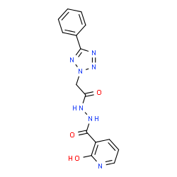 ChemSpider 2D Image | 2-hydroxy-N'-[2-(5-phenyltetrazol-2-yl)acetyl]pyridine-3-carbohydrazide | C15H13N7O3