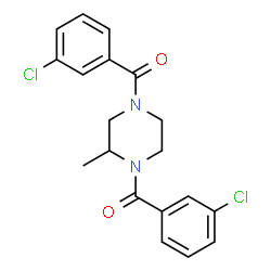 ChemSpider 2D Image | (2-Methyl-1,4-piperazinediyl)bis[(3-chlorophenyl)methanone] | C19H18Cl2N2O2