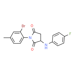 ChemSpider 2D Image | 1-(2-Bromo-4-methylphenyl)-3-[(4-fluorophenyl)amino]-2,5-pyrrolidinedione | C17H14BrFN2O2