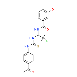 ChemSpider 2D Image | N-(1-{[(4-Acetylphenyl)carbamothioyl]amino}-2,2,2-trichloroethyl)-3-methoxybenzamide | C19H18Cl3N3O3S