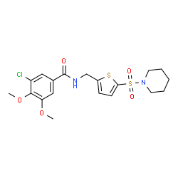 ChemSpider 2D Image | 3-Chloro-4,5-dimethoxy-N-{[5-(1-piperidinylsulfonyl)-2-thienyl]methyl}benzamide | C19H23ClN2O5S2