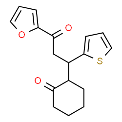 ChemSpider 2D Image | 2-[3-(2-Furyl)-3-oxo-1-(2-thienyl)propyl]cyclohexanone | C17H18O3S
