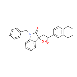 ChemSpider 2D Image | 1-(4-Chlorobenzyl)-3-hydroxy-3-[2-oxo-2-(5,6,7,8-tetrahydro-2-naphthalenyl)ethyl]-1,3-dihydro-2H-indol-2-one | C27H24ClNO3