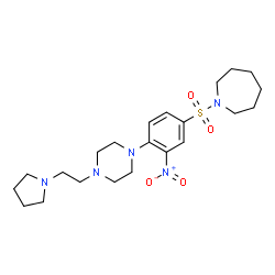 ChemSpider 2D Image | 1-[(3-Nitro-4-{4-[2-(1-pyrrolidinyl)ethyl]-1-piperazinyl}phenyl)sulfonyl]azepane | C22H35N5O4S