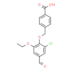 ChemSpider 2D Image | 4-[(2-Chloro-6-ethoxy-4-formylphenoxy)methyl]benzoic acid | C17H15ClO5