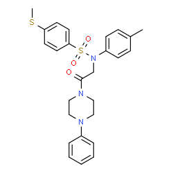 ChemSpider 2D Image | N-(4-Methylphenyl)-4-(methylsulfanyl)-N-[2-oxo-2-(4-phenyl-1-piperazinyl)ethyl]benzenesulfonamide | C26H29N3O3S2