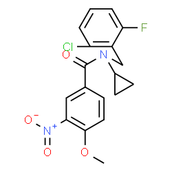 ChemSpider 2D Image | N-(2-Chloro-6-fluorobenzyl)-N-cyclopropyl-4-methoxy-3-nitrobenzamide | C18H16ClFN2O4