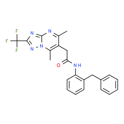 ChemSpider 2D Image | N-(2-Benzylphenyl)-2-[5,7-dimethyl-2-(trifluoromethyl)[1,2,4]triazolo[1,5-a]pyrimidin-6-yl]acetamide | C23H20F3N5O