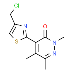 ChemSpider 2D Image | 4-[4-(Chloromethyl)-1,3-thiazol-2-yl]-2,5,6-trimethyl-3(2H)-pyridazinone | C11H12ClN3OS