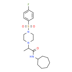 ChemSpider 2D Image | N-Cycloheptyl-2-{4-[(4-fluorophenyl)sulfonyl]-1-piperazinyl}propanamide | C20H30FN3O3S