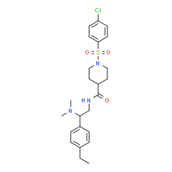 ChemSpider 2D Image | 1-[(4-Chlorophenyl)sulfonyl]-N-[2-(dimethylamino)-2-(4-ethylphenyl)ethyl]-4-piperidinecarboxamide | C24H32ClN3O3S