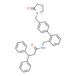 ChemSpider 2D Image | N-({4'-[(2-Oxo-1-pyrrolidinyl)methyl]-2-biphenylyl}methyl)-3,3-diphenylpropanamide | C33H32N2O2