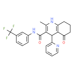 ChemSpider 2D Image | 2-Methyl-5-oxo-4-(2-pyridinyl)-N-[3-(trifluoromethyl)phenyl]-1,4,5,6,7,8-hexahydro-3-quinolinecarboxamide | C23H20F3N3O2