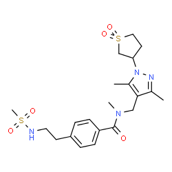 ChemSpider 2D Image | N-{[1-(1,1-Dioxidotetrahydro-3-thiophenyl)-3,5-dimethyl-1H-pyrazol-4-yl]methyl}-N-methyl-4-{2-[(methylsulfonyl)amino]ethyl}benzamide | C21H30N4O5S2