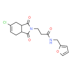 ChemSpider 2D Image | 3-(5-Chloro-1,3-dioxo-1,3,3a,4,7,7a-hexahydro-2H-isoindol-2-yl)-N-(2-furylmethyl)propanamide | C16H17ClN2O4