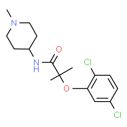 ChemSpider 2D Image | 2-(2,5-Dichlorophenoxy)-2-methyl-N-(1-methyl-4-piperidinyl)propanamide | C16H22Cl2N2O2