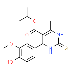 ChemSpider 2D Image | Isopropyl 4-(4-hydroxy-3-methoxyphenyl)-6-methyl-2-thioxo-1,2,3,4-tetrahydro-5-pyrimidinecarboxylate | C16H20N2O4S
