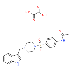 ChemSpider 2D Image | N-(4-{[4-(1H-Indol-3-ylmethyl)-1-piperazinyl]sulfonyl}phenyl)acetamide ethanedioate (1:1) | C23H26N4O7S