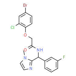 ChemSpider 2D Image | 2-(4-Bromo-2-chlorophenoxy)-N-[(3-fluorophenyl)(1-methyl-1H-imidazol-2-yl)methyl]acetamide | C19H16BrClFN3O2