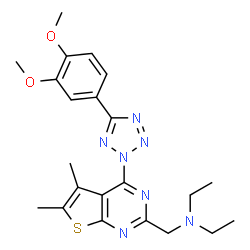 ChemSpider 2D Image | N-({4-[5-(3,4-Dimethoxyphenyl)-2H-tetrazol-2-yl]-5,6-dimethylthieno[2,3-d]pyrimidin-2-yl}methyl)-N-ethylethanamine | C22H27N7O2S