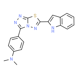 ChemSpider 2D Image | 4-[6-(1H-Indol-2-yl)[1,2,4]triazolo[3,4-b][1,3,4]thiadiazol-3-yl]-N,N-dimethylaniline | C19H16N6S