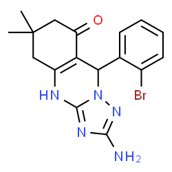 ChemSpider 2D Image | 2-Amino-9-(2-bromophenyl)-6,6-dimethyl-5,6,7,9-tetrahydro[1,2,4]triazolo[5,1-b]quinazolin-8(3H)-one | C17H18BrN5O