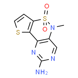 ChemSpider 2D Image | 5-Methyl-5H-pyrimido[5,4-c]thieno[2,3-e][1,2]thiazin-2-amine 6,6-dioxide | C9H8N4O2S2