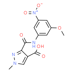 ChemSpider 2D Image | 3-[(3-Methoxy-5-nitrophenyl)carbamoyl]-1-methyl-1H-pyrazole-4-carboxylic acid | C13H12N4O6