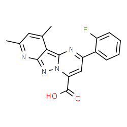 ChemSpider 2D Image | 2-(2-Fluorophenyl)-8,10-dimethylpyrido[2',3':3,4]pyrazolo[1,5-a]pyrimidine-4-carboxylic acid | C18H13FN4O2