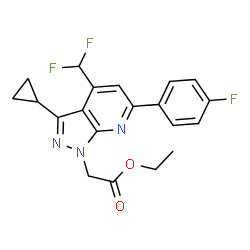 ChemSpider 2D Image | Ethyl [3-cyclopropyl-4-(difluoromethyl)-6-(4-fluorophenyl)-1H-pyrazolo[3,4-b]pyridin-1-yl]acetate | C20H18F3N3O2