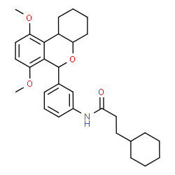 ChemSpider 2D Image | 3-Cyclohexyl-N-[3-(7,10-dimethoxy-2,3,4,4a,6,10b-hexahydro-1H-benzo[c]chromen-6-yl)phenyl]propanamide | C30H39NO4