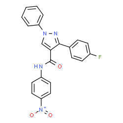 ChemSpider 2D Image | 3-(4-Fluorophenyl)-N-(4-nitrophenyl)-1-phenyl-1H-pyrazole-4-carboxamide | C22H15FN4O3