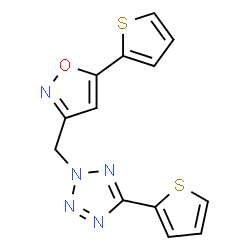 ChemSpider 2D Image | 5-(2-Thienyl)-2-{[5-(2-thienyl)-1,2-oxazol-3-yl]methyl}-2H-tetrazole | C13H9N5OS2