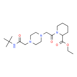 ChemSpider 2D Image | Ethyl 1-[(4-{2-[(2-methyl-2-propanyl)amino]-2-oxoethyl}-1-piperazinyl)acetyl]-2-piperidinecarboxylate | C20H36N4O4