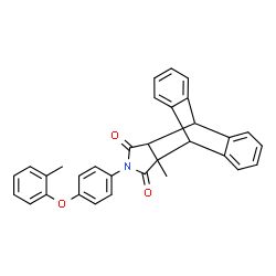 ChemSpider 2D Image | 15-Methyl-17-[4-(2-methylphenoxy)phenyl]-17-azapentacyclo[6.6.5.0~2,7~.0~9,14~.0~15,19~]nonadeca-2,4,6,9,11,13-hexaene-16,18-dione | C32H25NO3